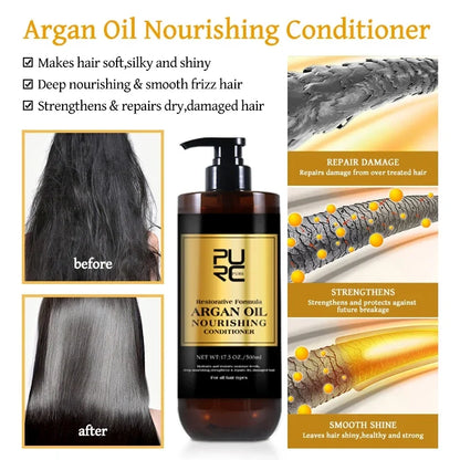 PURC Morocco Set Serum Smoothing Shampoo Conditioner And Repair Hair Mask Anti Dandruff Scalp Anti-Itch Hair Care Products Kit