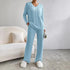 Fashionable Knitted Two-Piece Set Casual V-Neck Long Pants Autumn Winter New Style Loose Fit Korean Style Comfortable Polyester SHOPEZRA L.L.C.