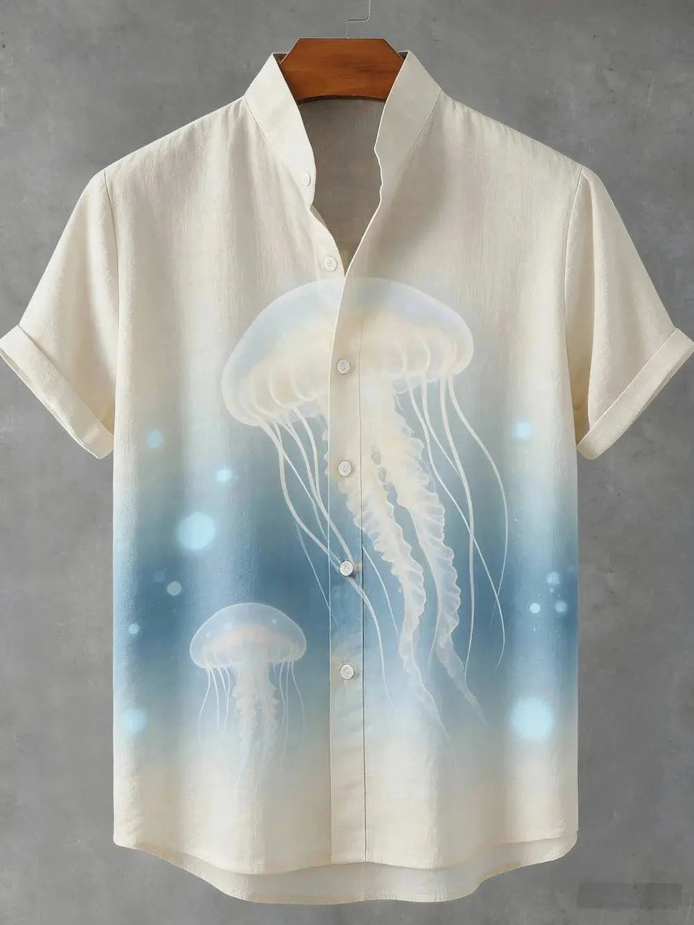 Men's summer retro linen short sleeve shirt with ocean octopus 3D print, perfect for Hawaiian vacations and outdoor fishing.