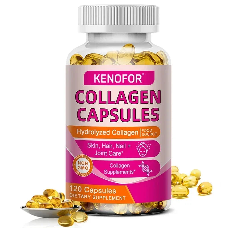 Kenofor 120 Hydrolyzed Collagen Capsules - Support Skin &amp; Joint &amp; Hair &amp; Nail Health - Collagen Supplement