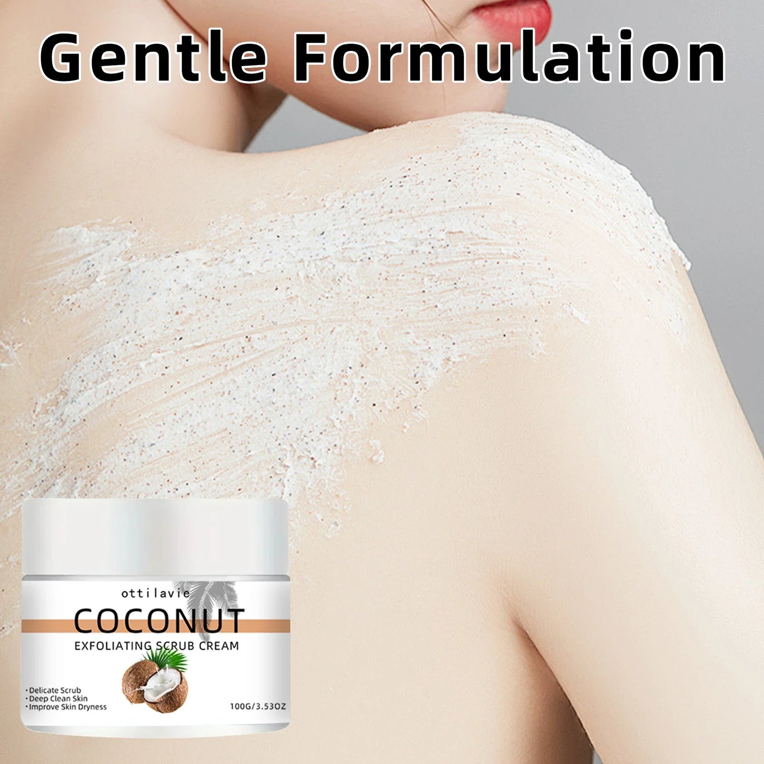 ottilavie Coconut Exfoliating Scrub Cream  Physical exfoliation for smooth skin  Suitable for all skin types (face, neck &amp; body)
