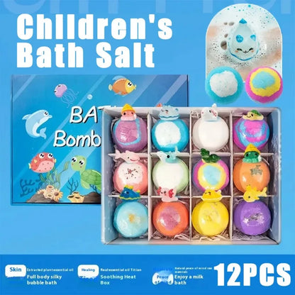 New 12PCS Ocean Toy Bath Salt Bombs, Bubble Bath Balls for Adults &amp; Kids, Fun Educational Bath Toys Party Favor Set