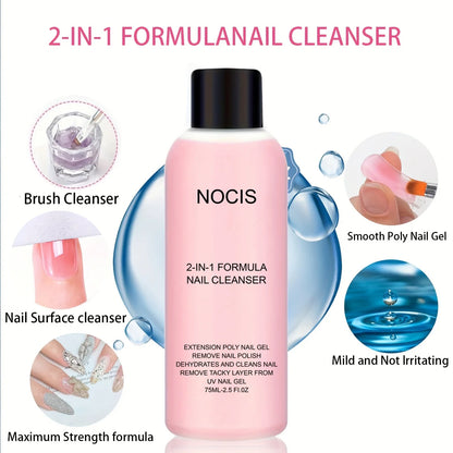 2in 1 Gel Cleanser for Nails &amp; Polish Remover, Professional Slip Solution for Poly Gel Nails for &amp; LED Gel, Anti-Stick Formula,