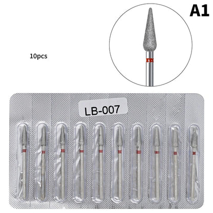 10Pcs Diamond Milling Cutter For Manicure Electric Nail Drill Bits Accessory Pedicure Machine Nail File Gel Remover Tool