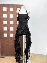Women Ruffles Draped Dress Three Piece Sets Sexy Halter Neck Folds Ruffled Dress+Lace-up Corset Top+Shorts Suits Party Cocktail SHOPEZRA L.L.C.