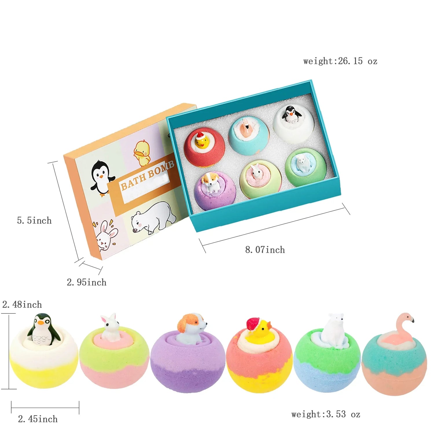 Bath Bombs for Kids with Surprise Toys Inside (6 Pack) - for Kids &amp; Boys and Girls - Holiday Bubble Bath with Cheerful Scent
