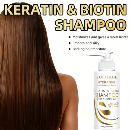 YUITIKUE Keratin &amp; Biotin Hydrating Shampoo | Natural Gentle Formula, Daily Hair Care 150g