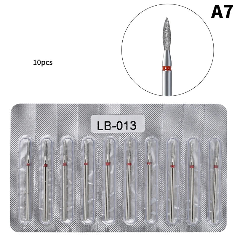 10Pcs Diamond Milling Cutter For Manicure Electric Nail Drill Bits Accessory Pedicure Machine Nail File Gel Remover Tool