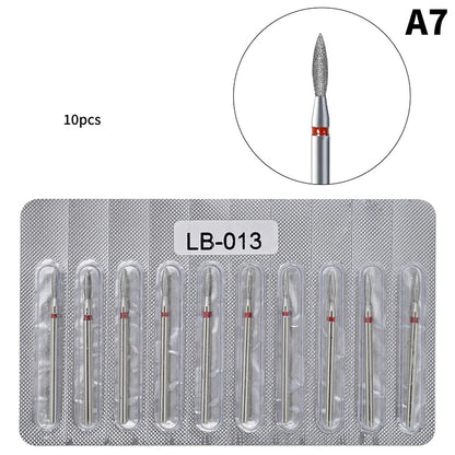 10Pcs Diamond Milling Cutter For Manicure Electric Nail Drill Bits Accessory Pedicure Machine Nail File Gel Remover Tool