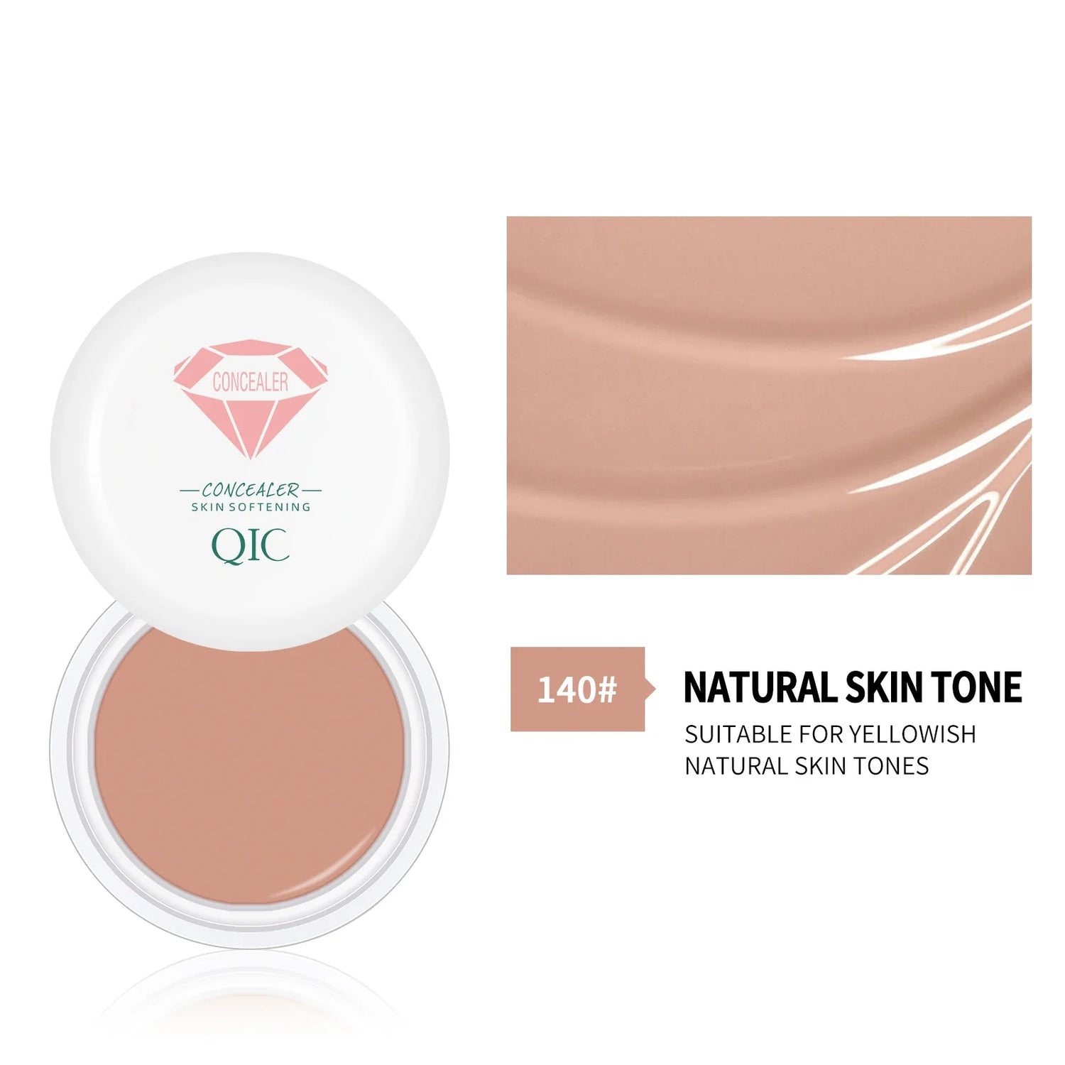 QIC Waterproof &amp; Sweatproof Concealer Cream - Tattoo coverage, Long-Lasting Foundation, Natural,Full coverage, All Skin Types