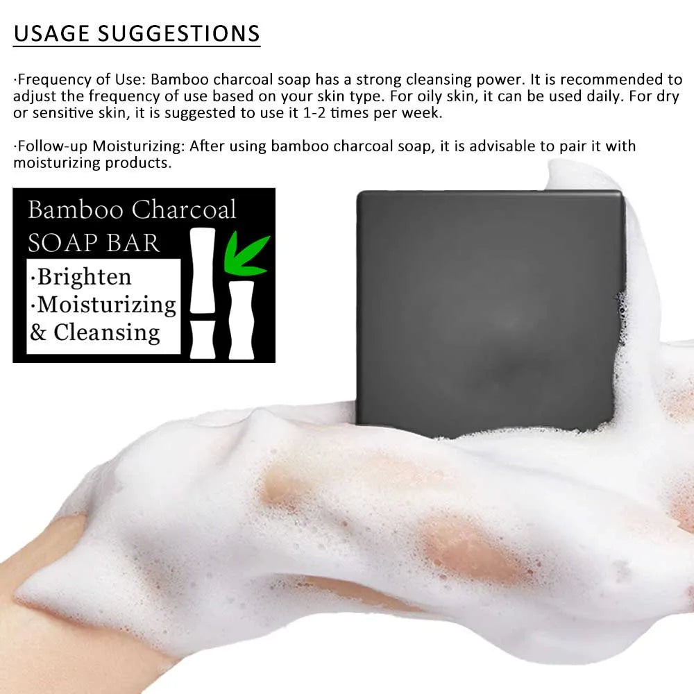 Bamboo Charcoal Soap Bar Deep Cleansing for Oily Light Beige,Moisturizing &amp; Brightening Face &amp; Body Bar For Women