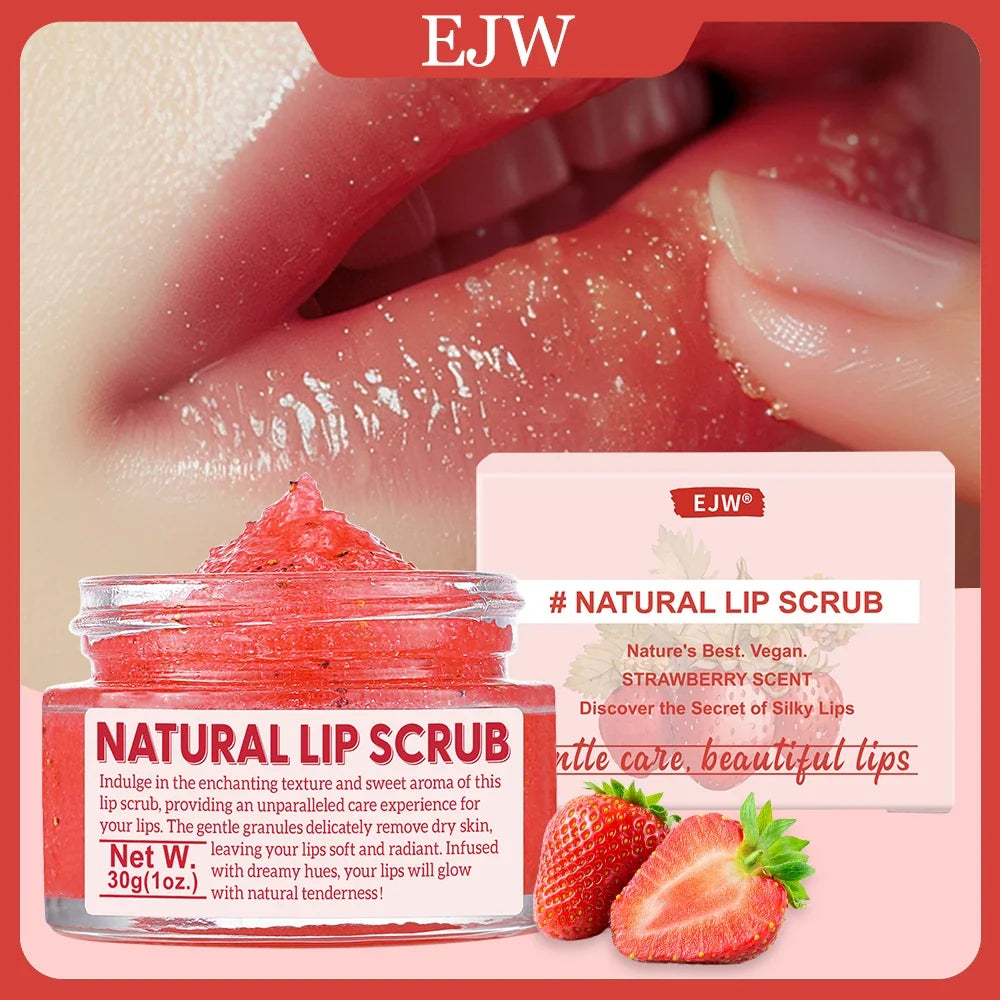 Strawberry Lip Scrub &amp; Repair, Exfoliator &amp; Moisturizer for Chapped, Dry and Flaky Lips,Sugar Lip Scrub Improve Dullness Remove.