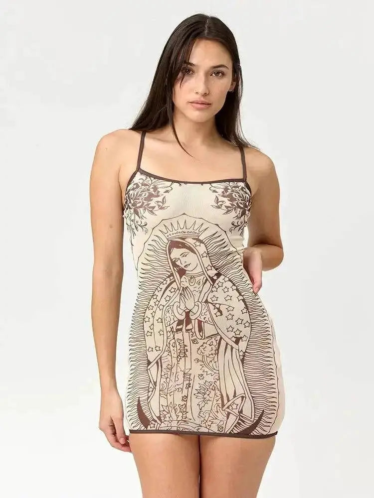 Weird Puss Art Print Dress Women Low-Neck See Through Skinny High Elasticity Sexy Midnight Summer New Trend Hottie Mini Bodycon by Dropshipman