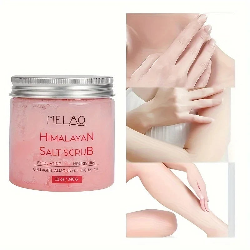 MELAO Himalayan Salt Scrub Face Foot &amp; Body Exfoliator Infused with Collagen and Stem Cell Exfoliating Salt Body Scrub