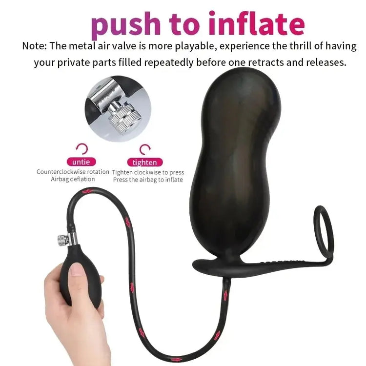 Inflatable Silicone Dildo Anal Plug With Penis Ring G Spot Prostate Massage Big Buttplug Ass Dilator Sex Toys For Gay/Men Women SHOPEZRA L.L.C.
