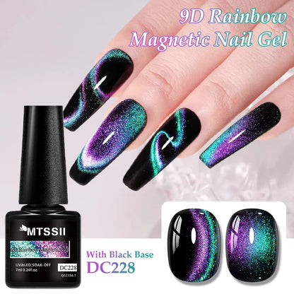 9D Rainbow Cat Magnetic Gel Nail Polish Chameleon Galaxy Effect Magnetic Semi Permanent Soak Off UV Gel Varnish Nail Supplies