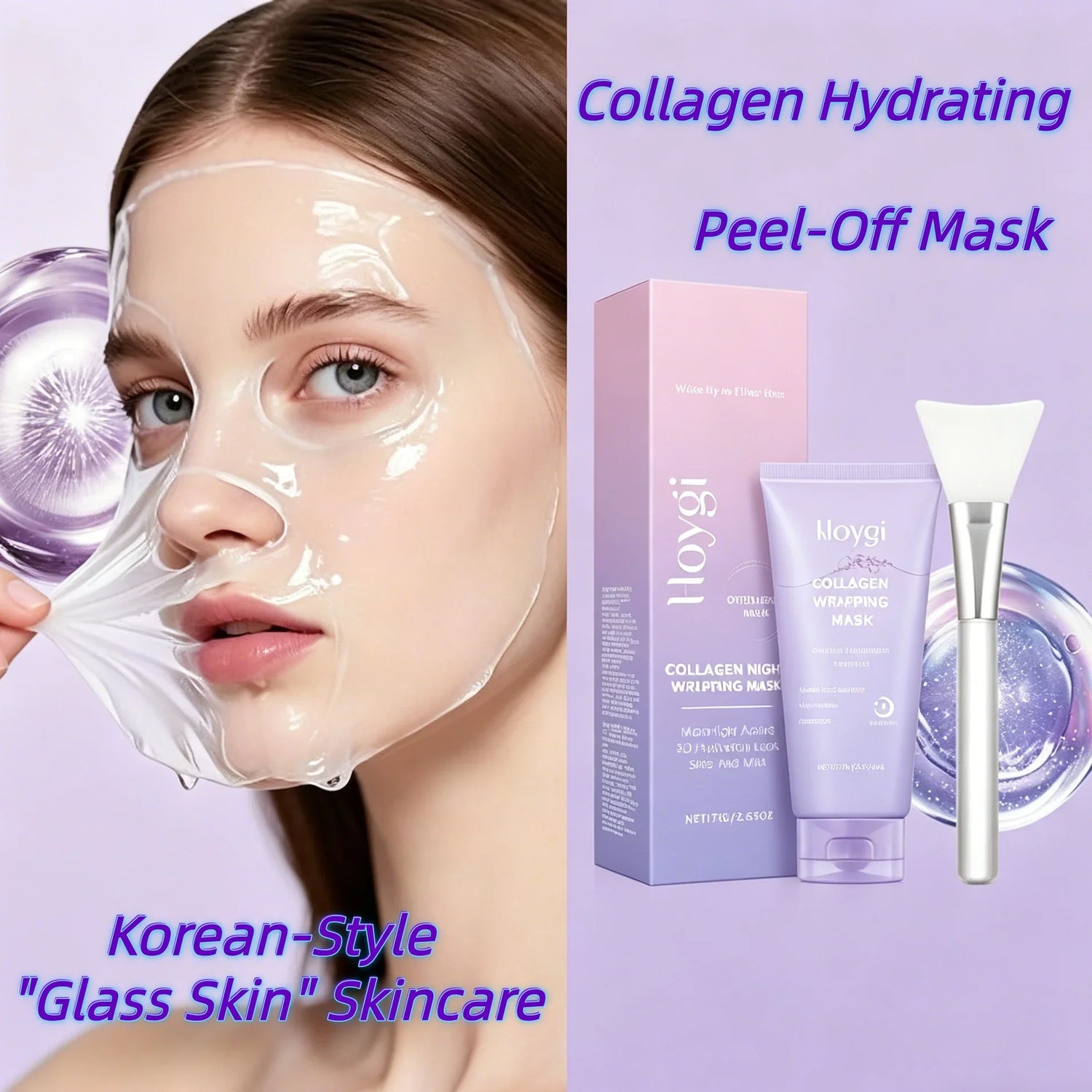 Korean Skincare Collagen Peel Off Facial Mask,Instant Glow&amp;Glass Skin,Pore Cleansing&amp;Firming,Smooth Fine Lines&amp;Removes Impuritie