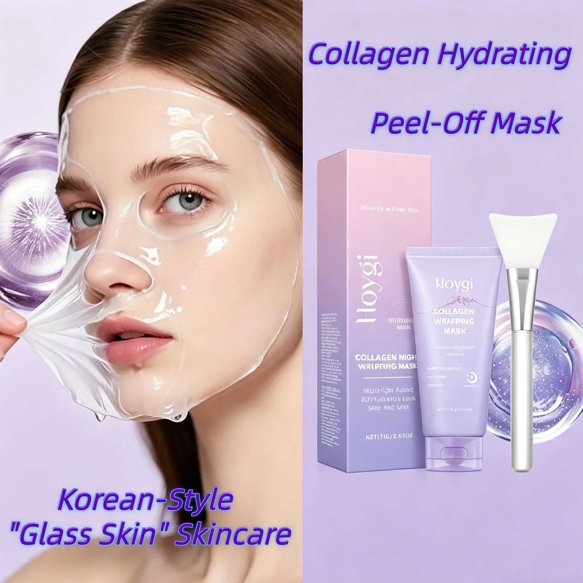 Korean Skincare Collagen Peel Off Facial Mask,Instant Glow&amp;Glass Skin,Pore Cleansing&amp;Firming,Smooth Fine Lines&amp;Removes Impuritie