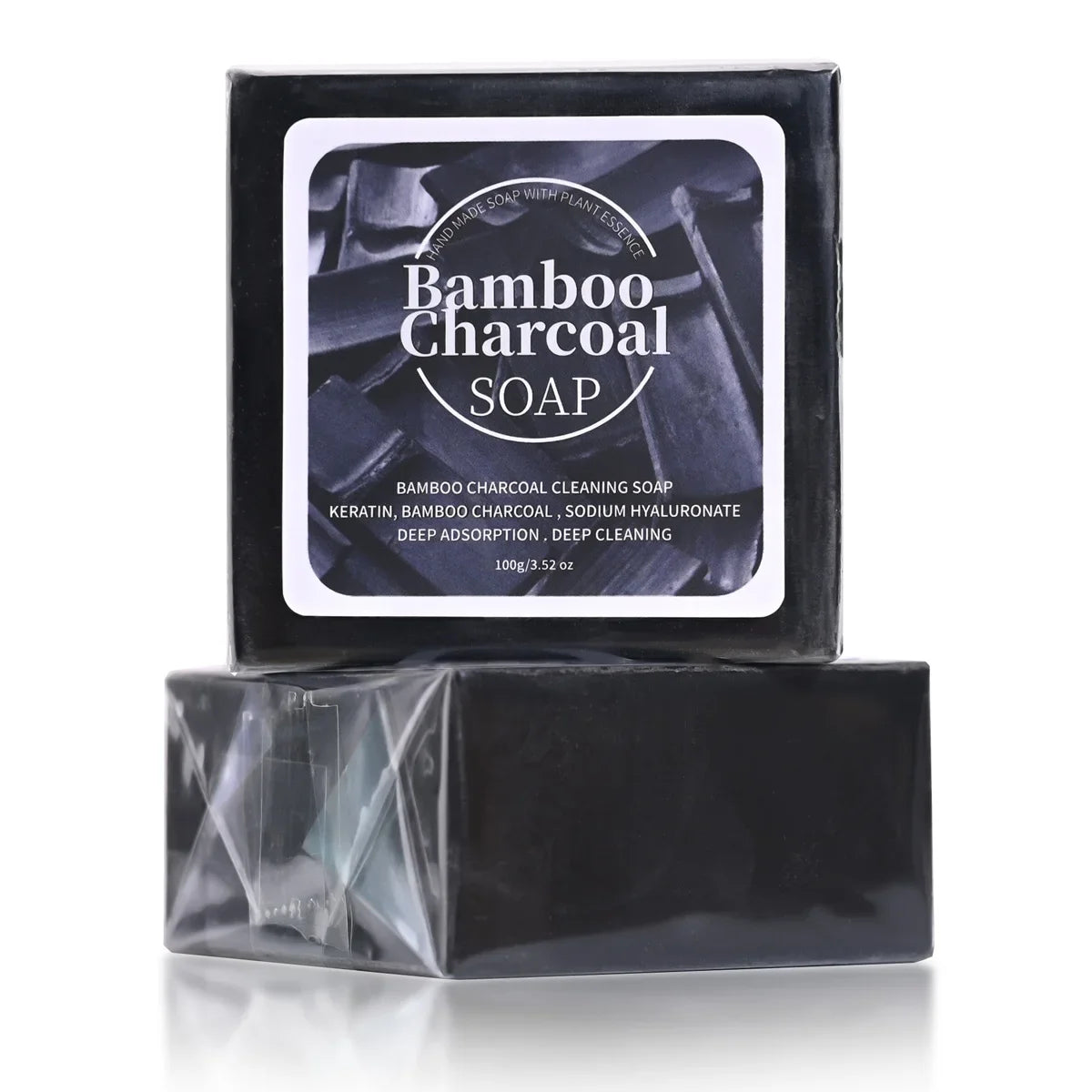 B+100G Bamboo Charcoal Powder Deep Cleaning Soap Plant Oil Soap Keratin Protein Men&