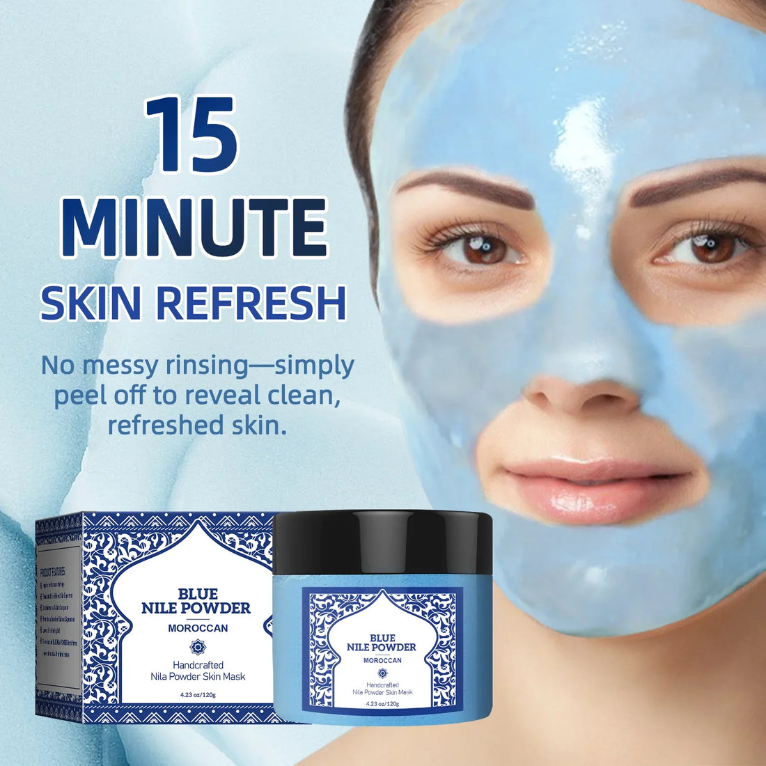 15-Min Mineral Skin Reset Mask 120g - Moroccan Lathering Powder for Face &amp; Body, Deep Cleanse &amp; Perilla Leaf Nourishment.