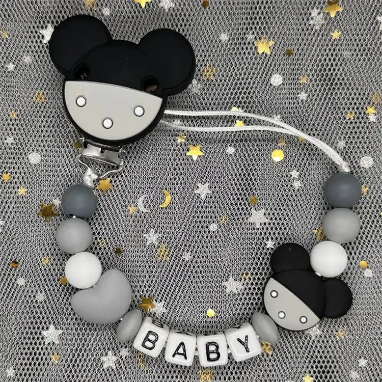2026 Custom Name Baby Pacifier Clips Chain Silicone Beads Teether Toys Dummy Holder Russian English Name Pacifier Chain Newborn SHOPEZRA L.L.C.