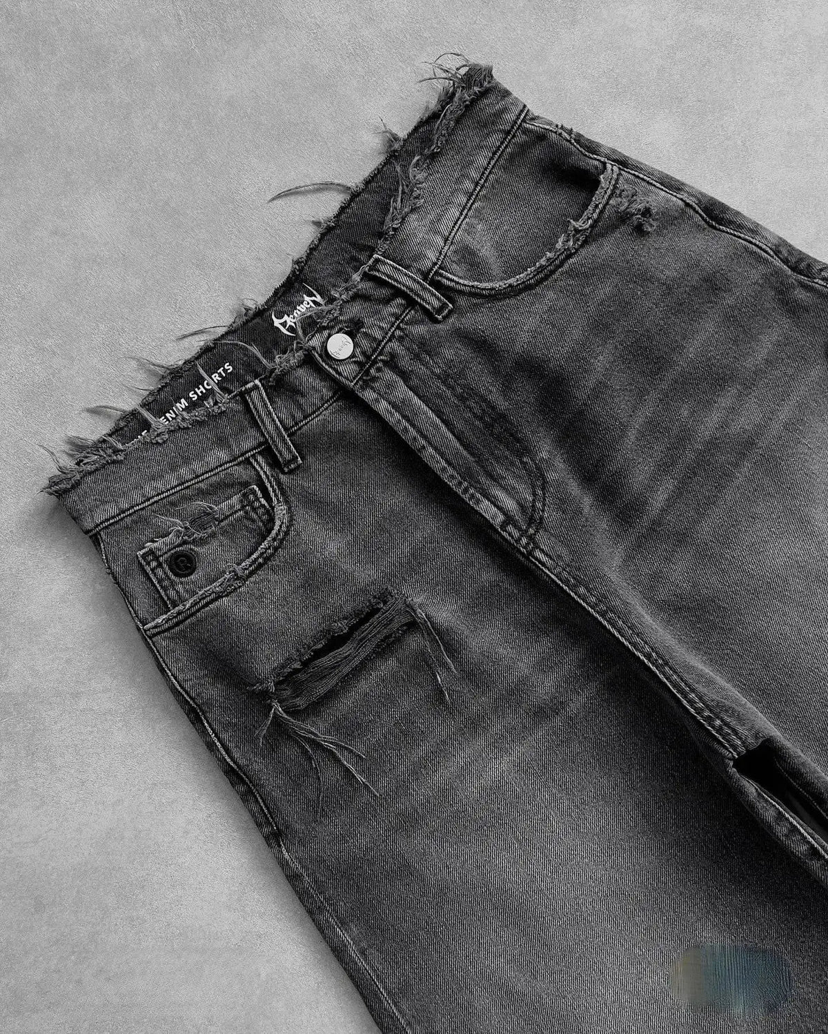Y2k Black Punk Wash Baggy Work Shorts Men Women Summer Hip Hop Ripped Hole Denim Shorts Raw Edge Casual Jorts Streetwear by Dropshipman