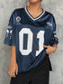 American Sports Fashion V-Neck T-Shirt Street Y2K Hip-Hop Jersey Women&