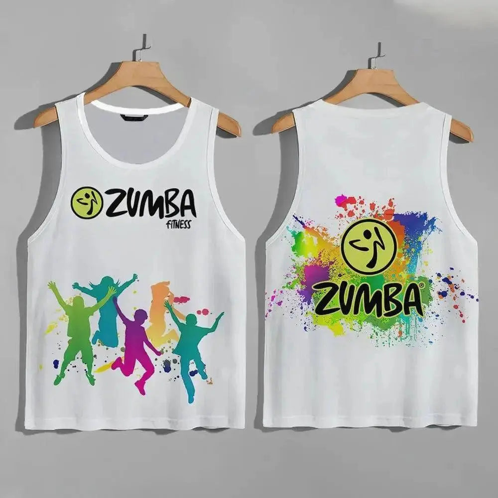 Unisex Zumba Wear quick-dry workout vest for men and women, casual sport, dancewear top in vibrant athletic style.