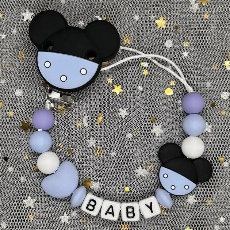 2026 Custom Name Baby Pacifier Clips Chain Silicone Beads Teether Toys Dummy Holder Russian English Name Pacifier Chain Newborn SHOPEZRA L.L.C.