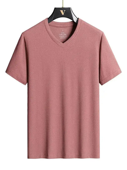 Plus Size 7XL 8XL 9XL Summer V-Neck T-shirts For Men Ice Silk Cooling Quick-dry Breathable Men&