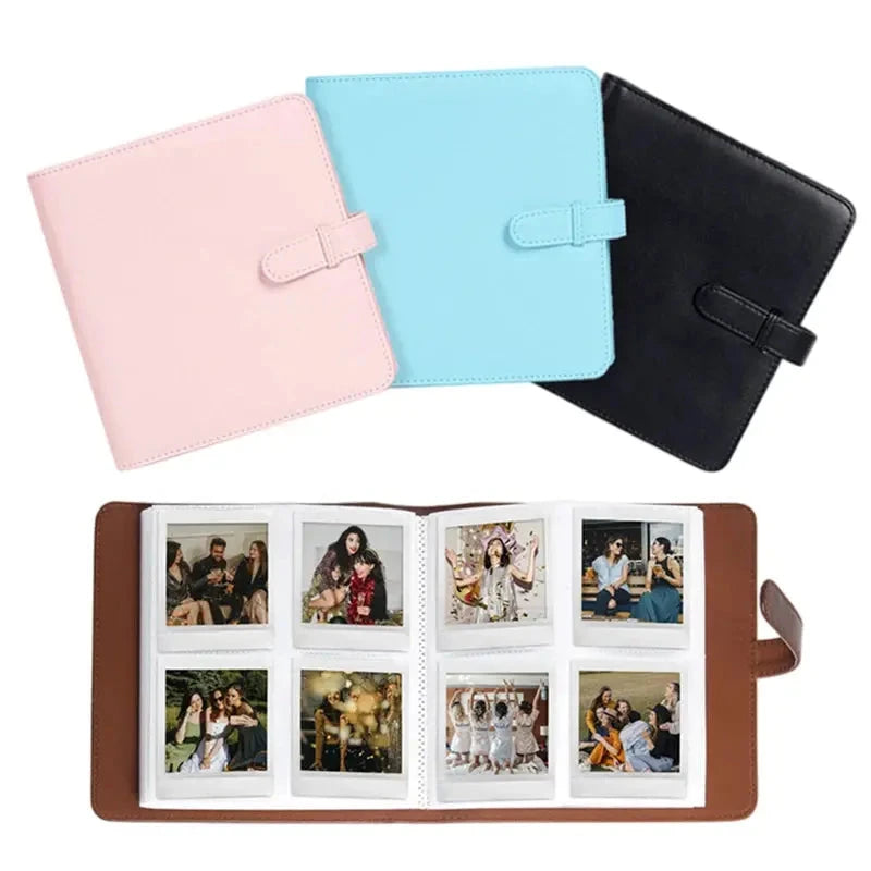 Square photo album with 288 card slots in solid color PU, ideal for children's growth photos and Instax or Kodak Mini camera prints.
