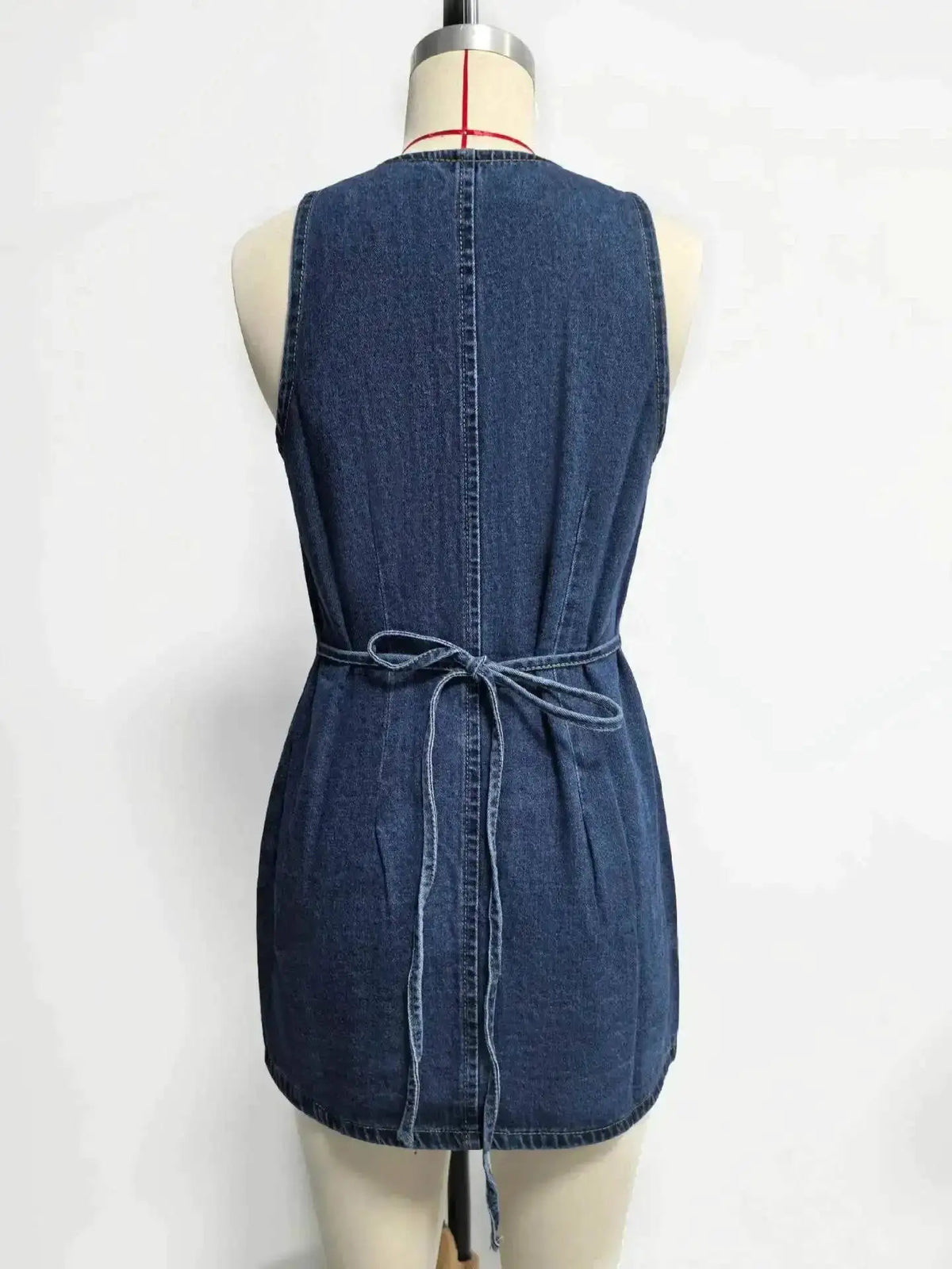 Denim Dress Women Mid Length Dresses Vest Vestidos Y2k Streetwear Elegant Splice Party Night Work V Neck Sleeveless Tight Waist by Dropshipman