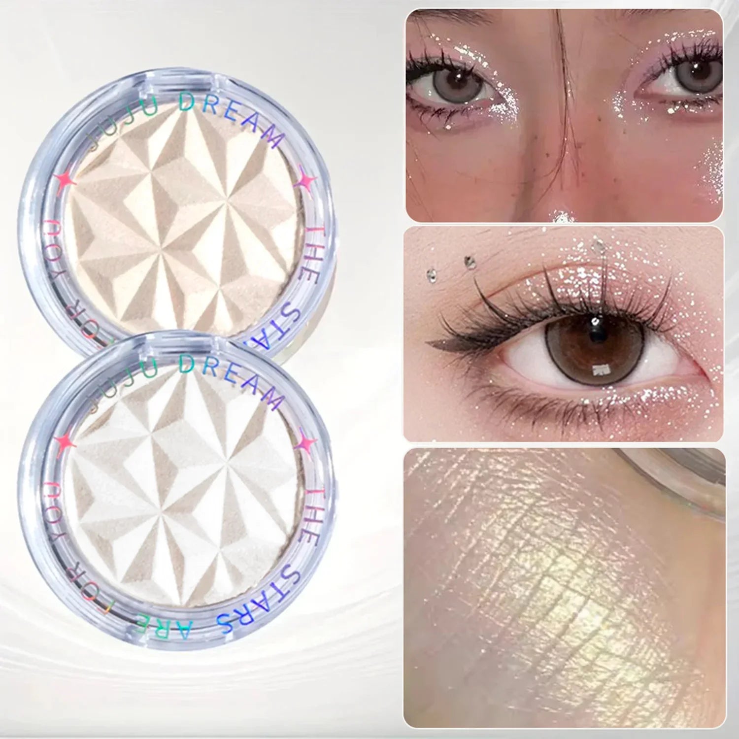 Shimmer Diamond Glow Highlighter 2-Color Palette – Brighten &amp; Contour, Radiant Skin, Natural Glow for Festival &amp; Daily Makeup