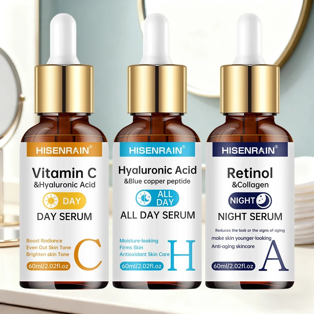 HISENRAIN Vitamin C + Retinol + Hyaluronic Acid Serum Duo | Anti-Aging Brightening &amp; Hydration Combo | For All Skin Type.