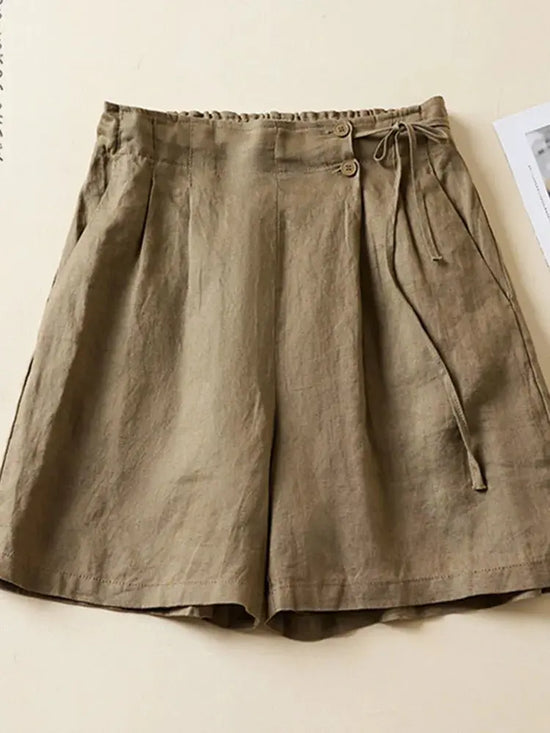 Women Casual Short Pants New Arrival 2023 Summer Vintage Style Solid Color Loose Comfortable Female Cotton Linen Shorts B2438 SHOPEZRA L.L.C.