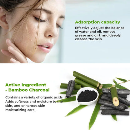 Bamboo Charcoal Blackhead Mask - Peel-Off Mask Containing Ascorbic Acid and Hyaluronic Acid, with Moisturizing and Oil-Controlling Properties, Can Cleanse the Skin.