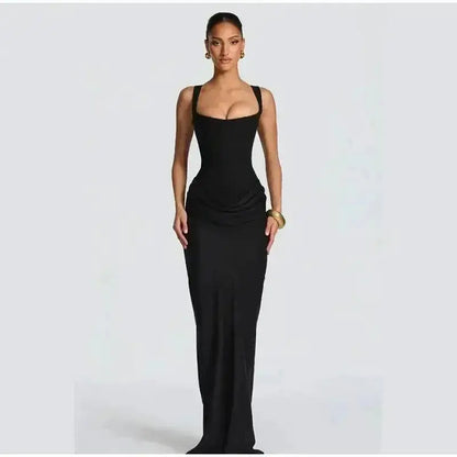 2026 New Sexy Women Square-neck Halter Mini Dress Pleated Sleeveless Backless High Waist Bodycon Dresses Summer Lady Party Robes by Dropshipman