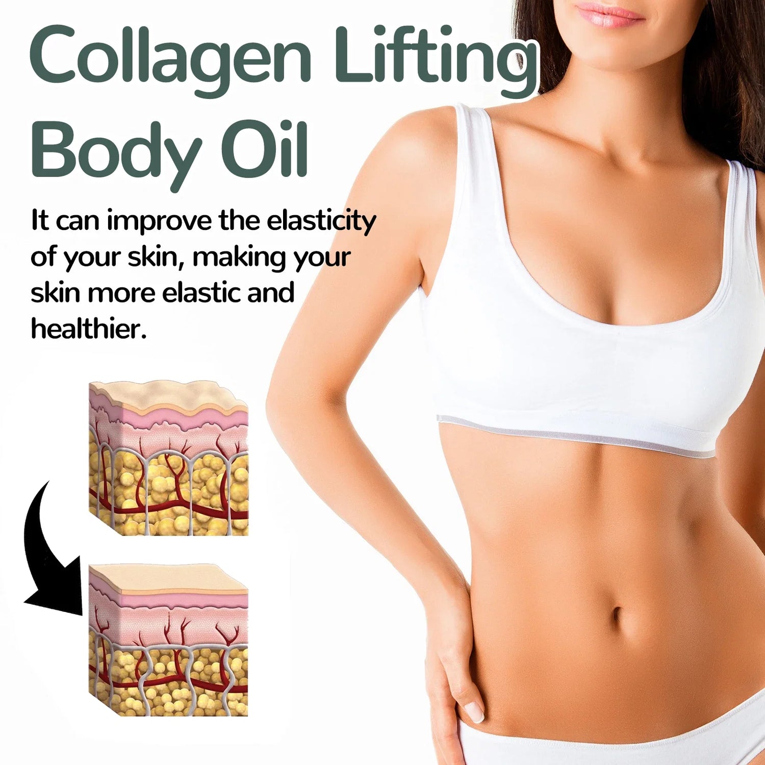 Collagen Firming Body Oil 100ml Enhance Skin Elasticity &amp; Tighten Deep Hydration Moisturizing Refreshing Rosemary Non-Greasy Oil