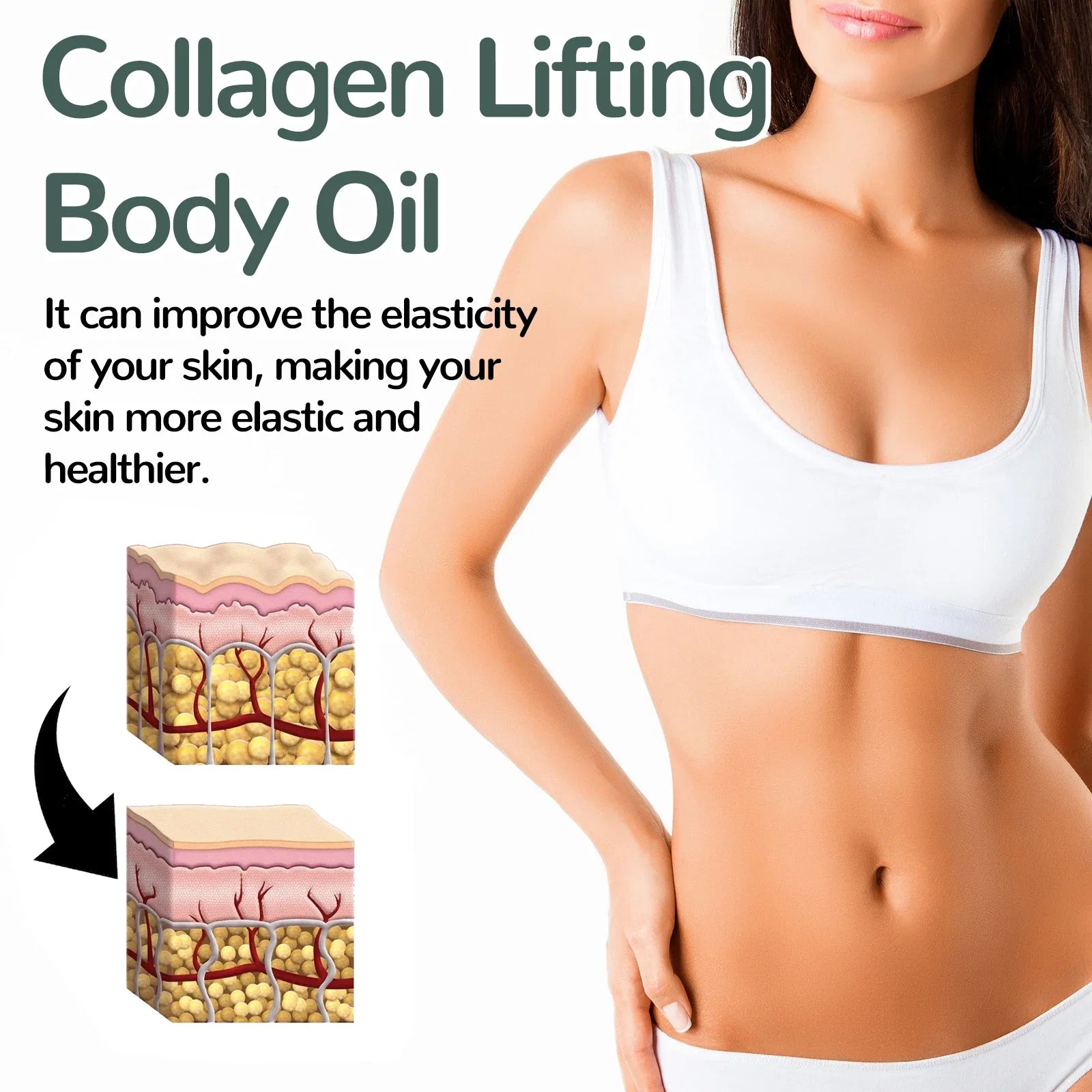 Collagen Firming Body Oil 100ml Enhance Skin Elasticity &amp; Tighten Deep Hydration Moisturizing Refreshing Rosemary Non-Greasy Oil
