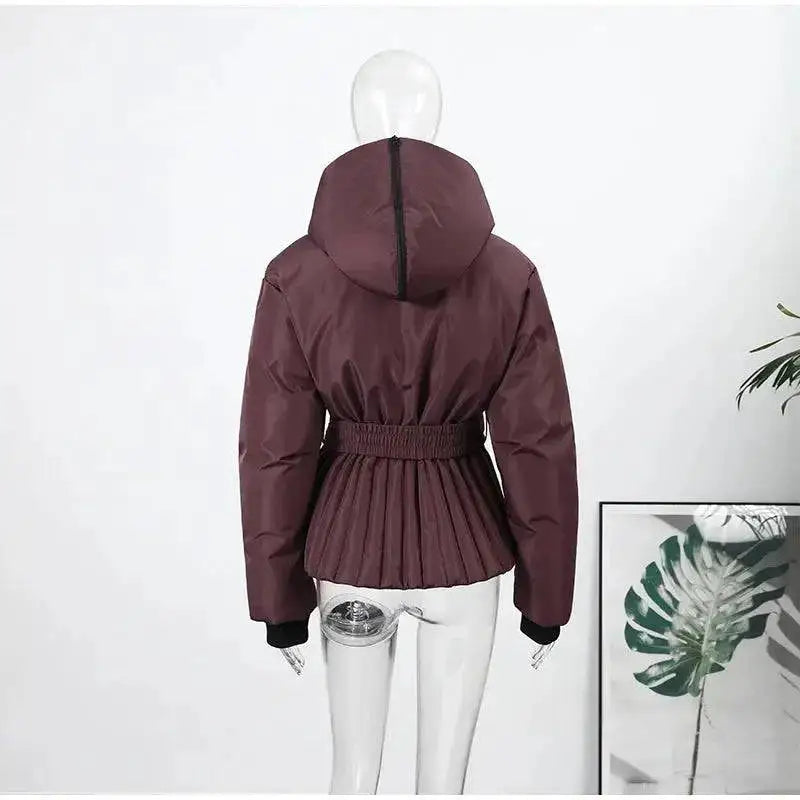 Women Fur Collar Hooded Skiwear Fashion Solid Thicken Zipper High Waist Slim Outdoor Overalls Jumpsuit Lady Winter Outwear by Dropshipman