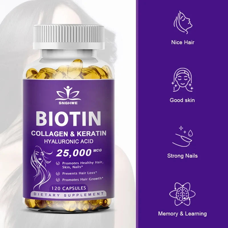 Free Sipping Biotin &amp; Collagen Supplement Nails,Shiny Hair,  Skin,Vegetarian Capsules Beauty Health