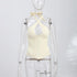 Sexy Hollow-out Fishbone Tank Tops 2026 Summer New Female Solid Halter Lace-up Backless Sleeveless Vest Women&