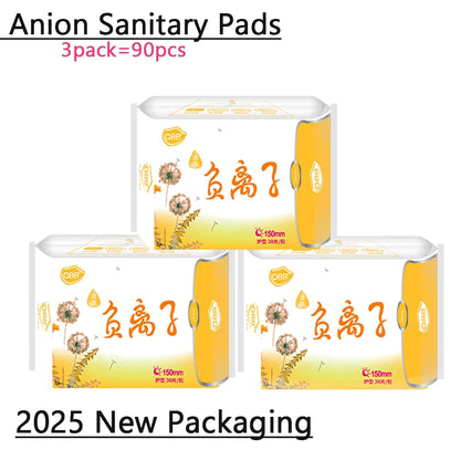 90Pcs/3Pack Anion Sanitary Pads Kill Bacteria Panty Liner Anti Inflammation Remove Yeast Infection Menstrual Pad Anion Sanitary