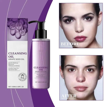 Facial Cleansing Oil Non-Greasy Facial Cleanser Moisturizing Grape Oil Makeup Remover Mild Non-irritating face Cleansing oil