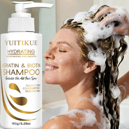 YUITIKUE Keratin &amp; Biotin Hydrating Shampoo | Natural Gentle Formula, Daily Hair Care 150g