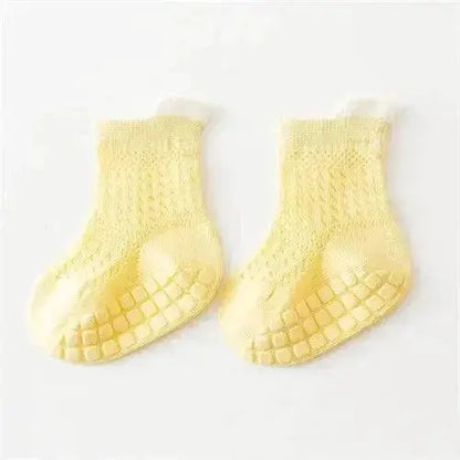 3pairs/lot RAISE 6 Colored Non-slip Baby Girl Sock Breathable Thin Infant Girl Cotton Socks Kids Mesh Socks Children&