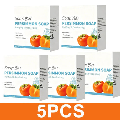 Persimmon Soap Bar Japanese Persimmon &amp; Green Tea Extract For Men and Women Gentle on All Skin Types Deodorizing Soap Rose Scent