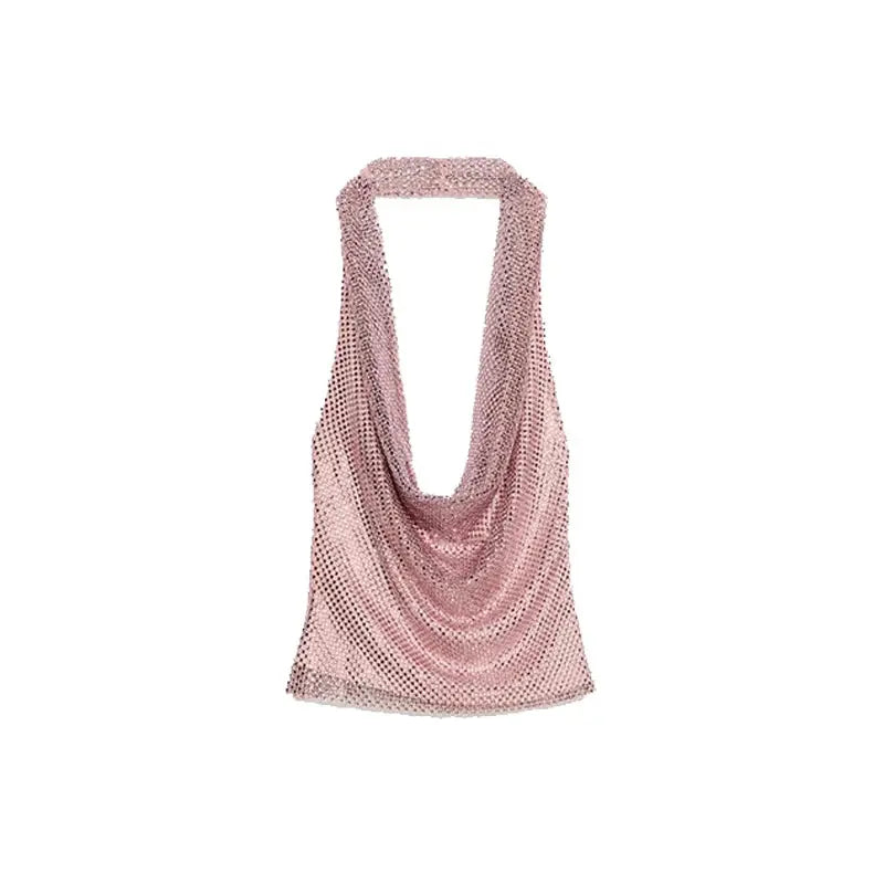 Rhinestone Shining Sexy Evening Dress Women Sleeveless Backless Slim Party Pleated Gown Female Dresses Street Vacation Lady Robe SHOPEZRA L.L.C.