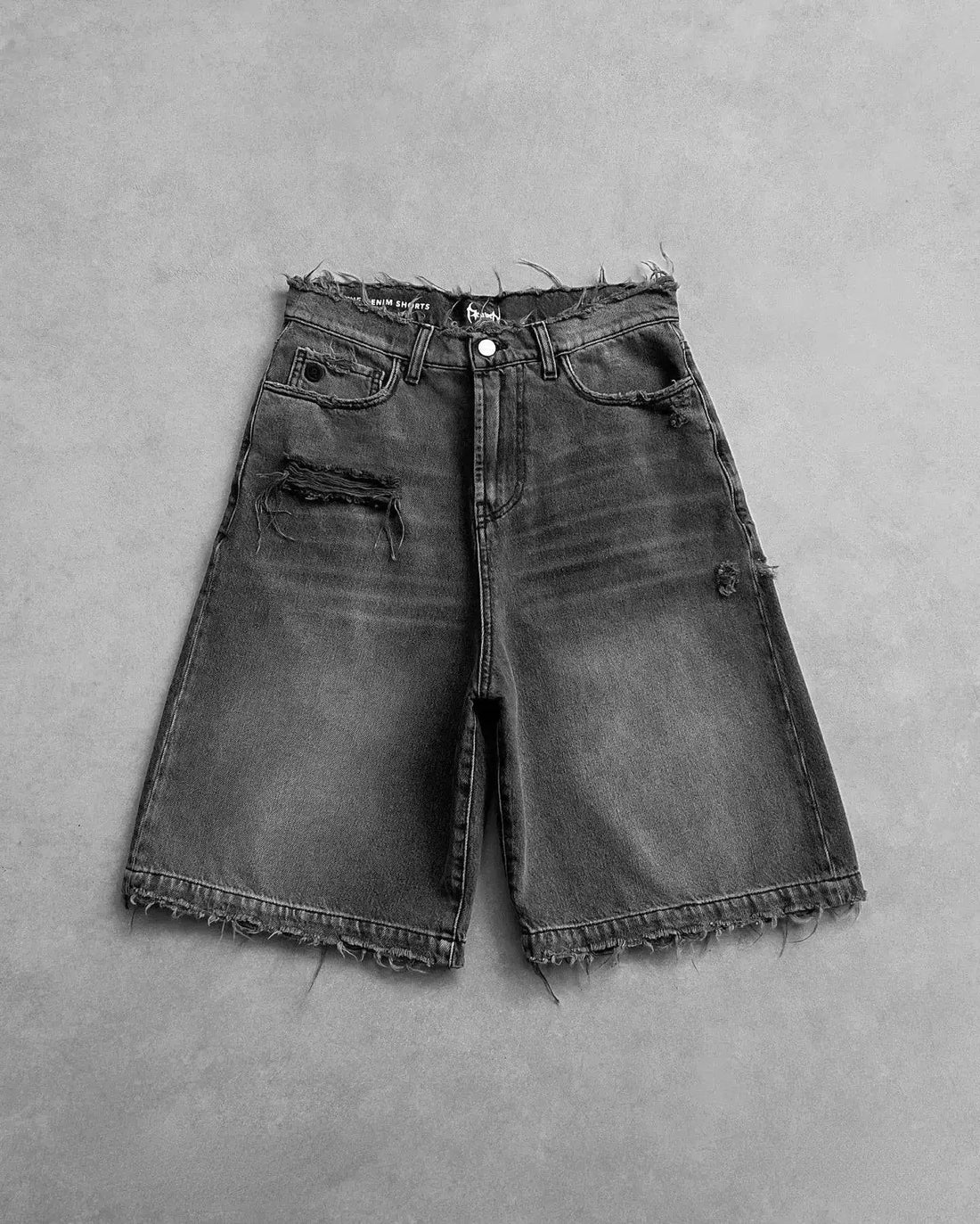 Y2k Black Punk Wash Baggy Work Shorts Men Women Summer Hip Hop Ripped Hole Denim Shorts Raw Edge Casual Jorts Streetwear by Dropshipman