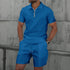 Summer Men Sports Polo Suit Short Sleeve Stylish Zipper Polo Shirt And Shorts Set Men Casual Streetwear 2-pie Leisure Sports Set SHOPEZRA L.L.C.